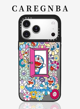 CAREGNBA联名叮当猫适用苹果15promax手机壳适用iPhone14plus可爱哆啦A梦13pr透明12镜面11防摔XR全包8p女