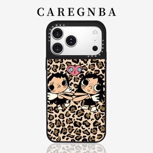 CAREGNBA联名豹纹天使小玉适用苹果18ProMax手机壳iPhone17pro磁吸16pm防摔15plus全包13网红14可爱12女11/XR