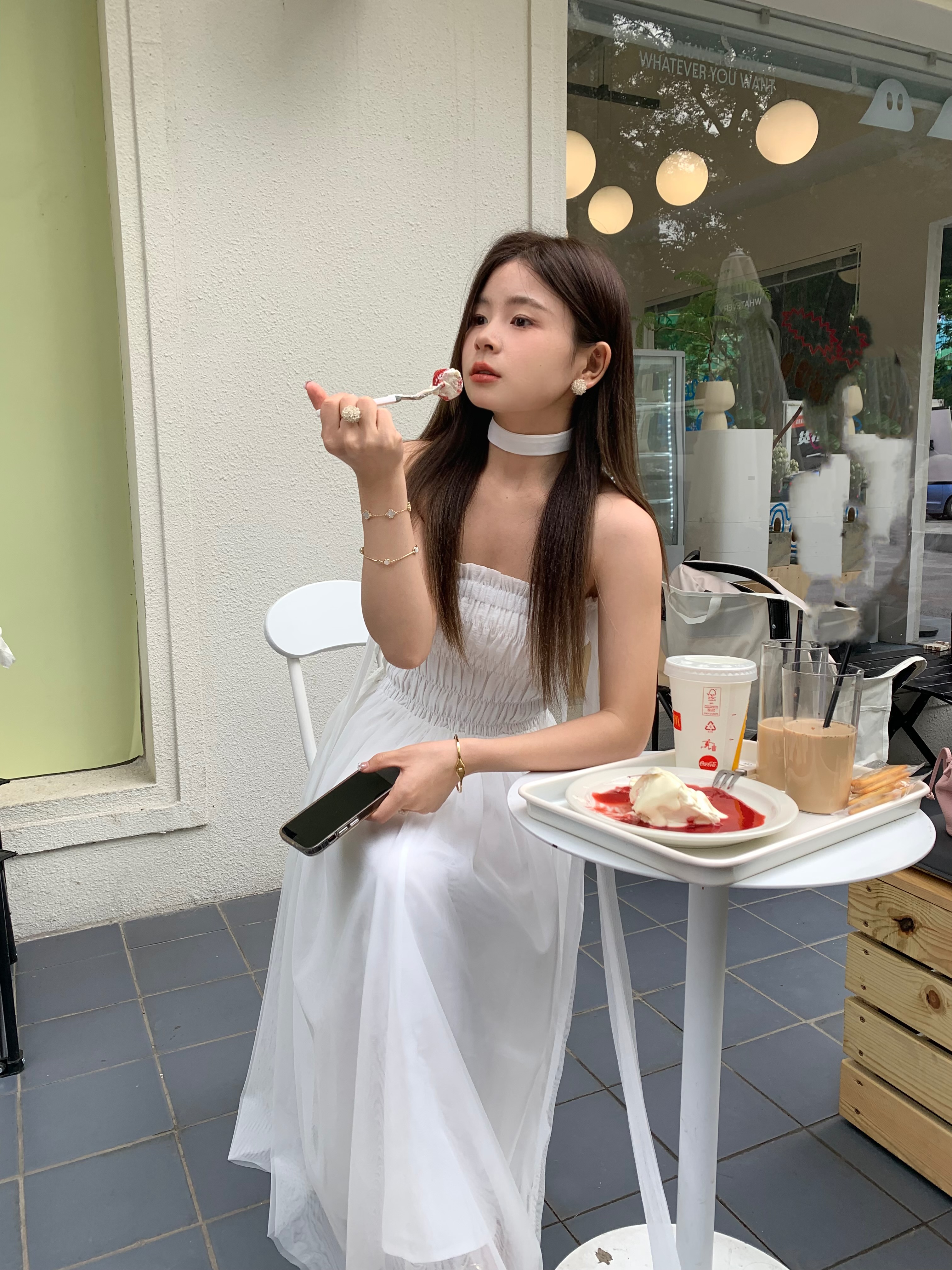 仙气网纱纯色甜美抹胸H小个子