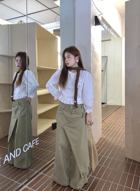 松弛时髦拉满不规则牛仔裤女