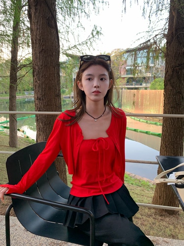 针织背心抹胸衫上衣披肩两件套女