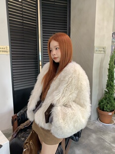 DAMEI大美 西班牙进口雪山托卡 卷毛托斯卡纳皮毛一体外套皮草女