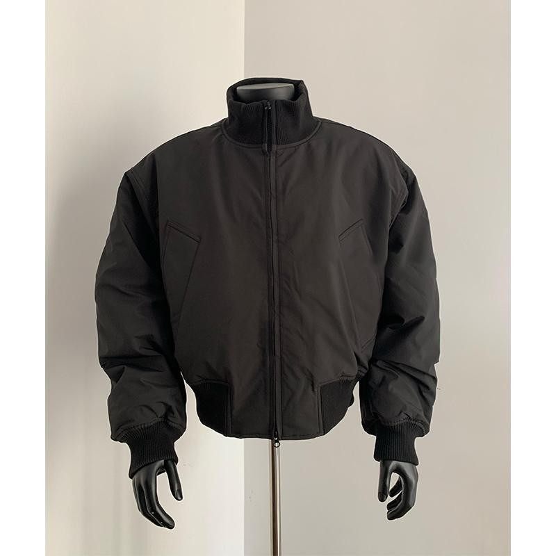 黑色立领夹克棉服男款冬季加厚棉衣外套美式短款飞行员夹棉棒球服