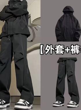 登山防水防风冲锋衣套装工装夹克