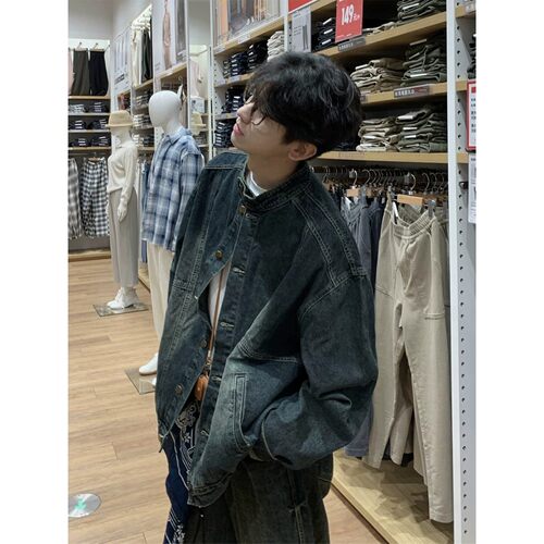 水洗牛仔外套男女春秋季工装夹克