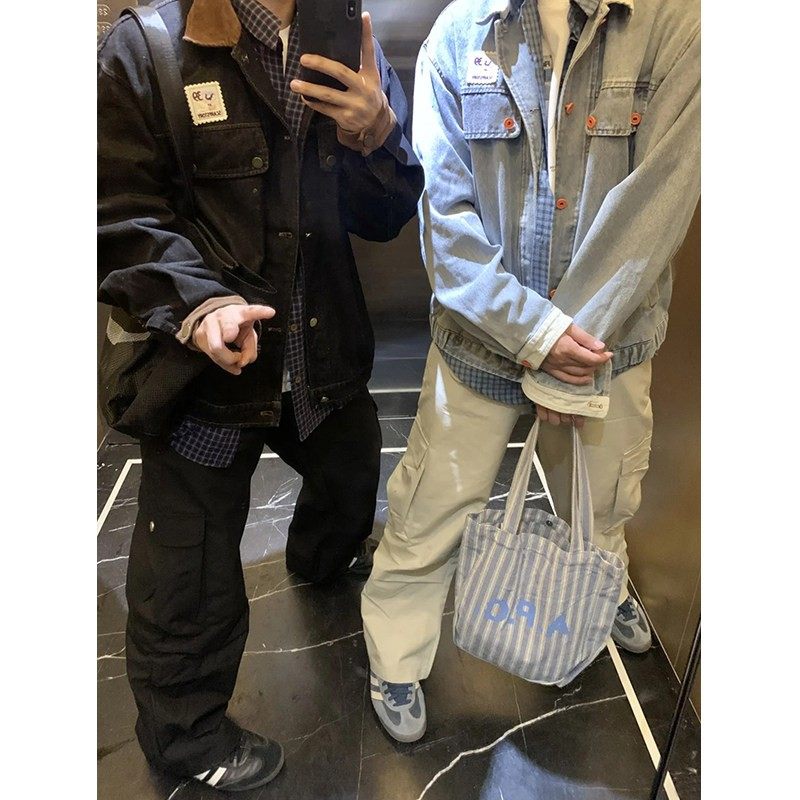 水洗灯芯绒拼接牛仔外套男女春秋季美式复古宽松休闲纽扣夹克上衣,男装,牛仔外套,淘宝优惠券,粉丝福利购,淘宝优惠卷