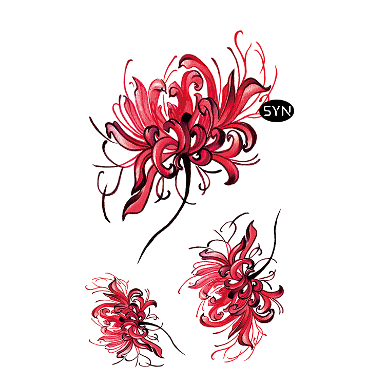 彼岸花纹身贴 女 防水 性感胸口锁骨后背纹身贴彼岸花地狱少女