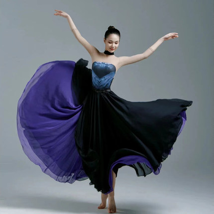晶晶子乌兰巴托的夜舞蹈服720度古典舞蹈裙双层人世间演出大摆裙