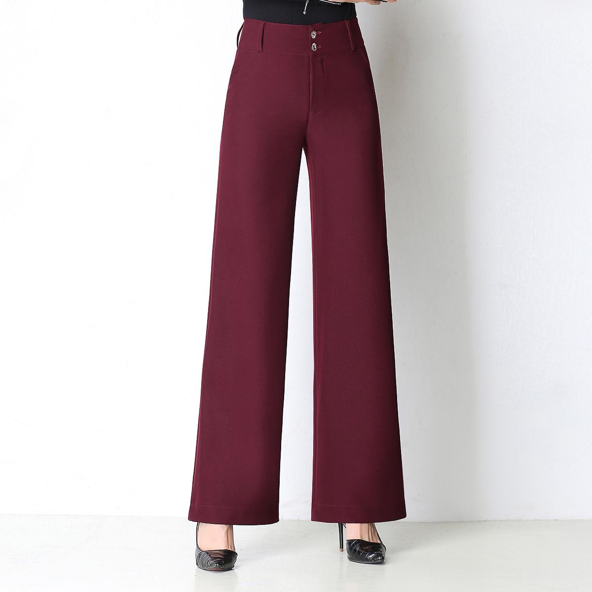 高腰秋冬厚款阔腿裤垂顺无弹