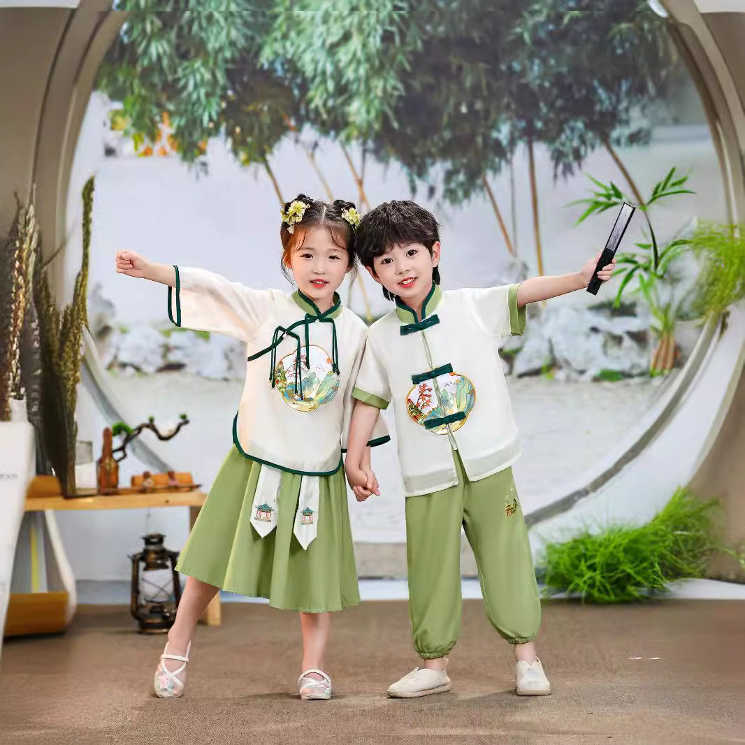 六一儿童汉服中式春秋夏季男生幼儿园国风唐装女宝古装合唱演出服