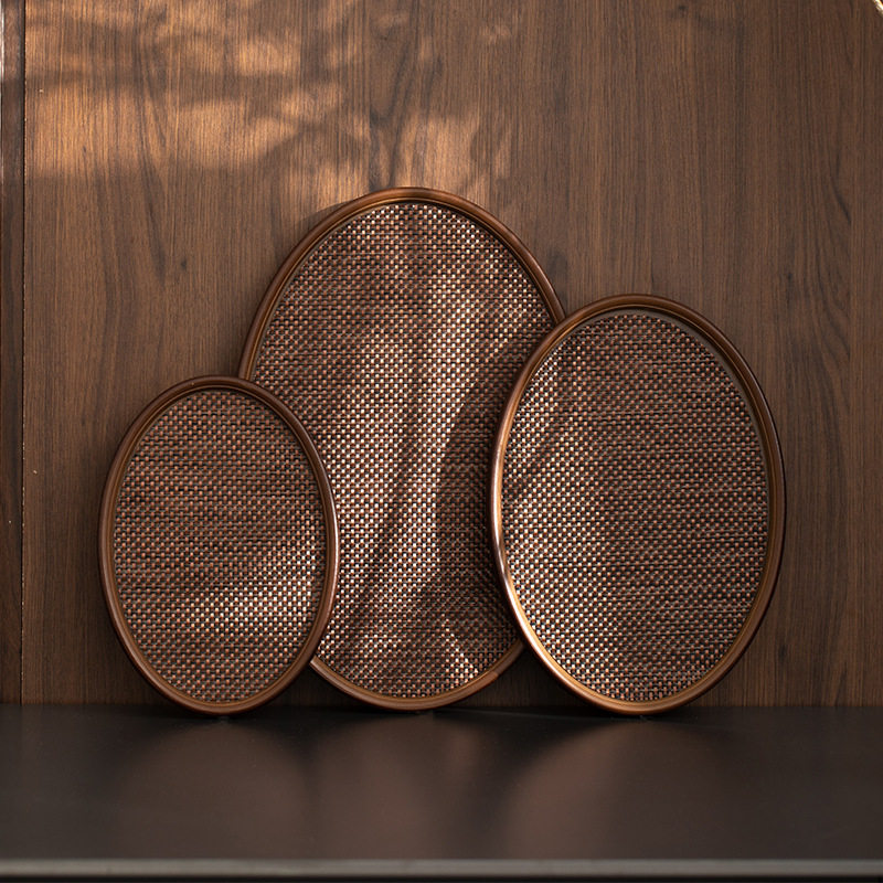 胡桃色手工仿编织餐垫加椭圆形托盘家用竹制干泡胡桃木壶承收托纳,餐饮具,盘,淘宝优惠券,粉丝福利购,淘宝优惠卷