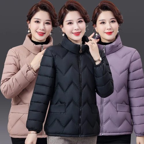 中老年女装轻薄小棉衣短款羽绒棉服中年妈妈装秋冬大码外套棉袄