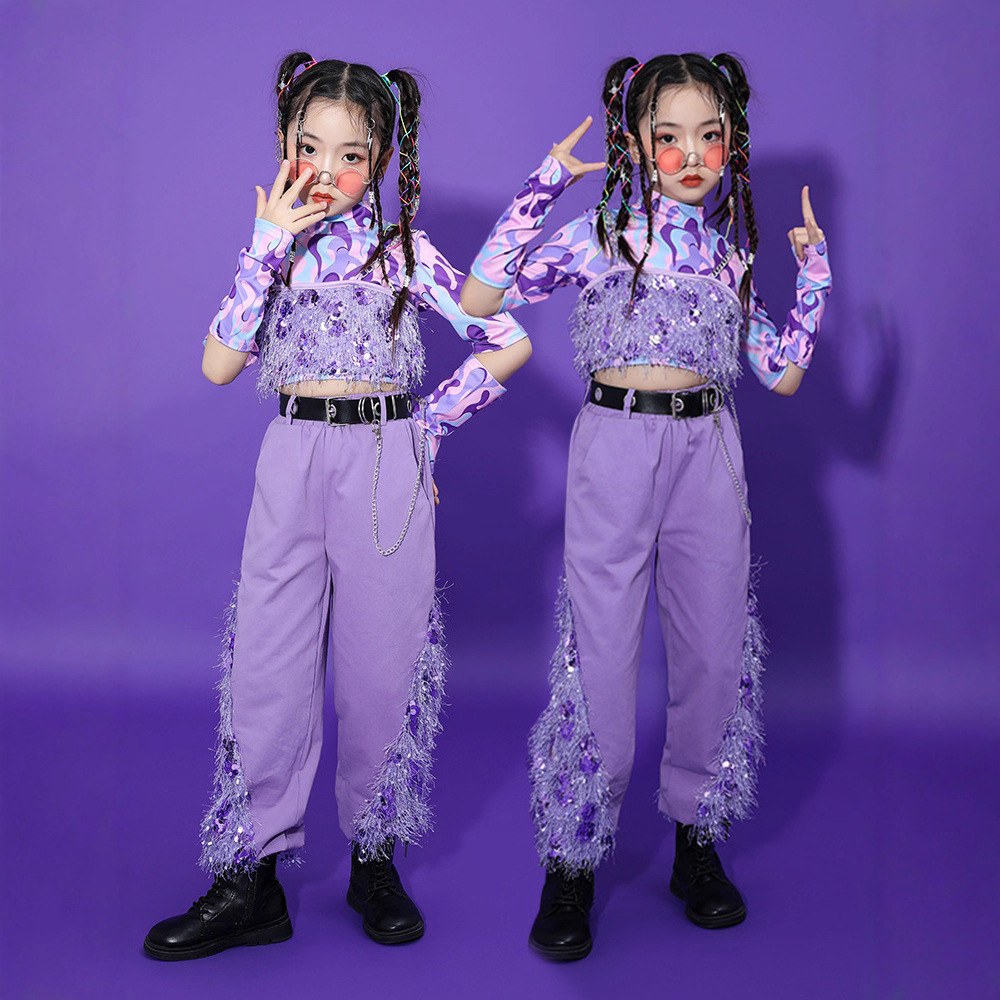 爵士舞服装女儿童时髦女团演出服女童秋冬套装t台走秀炫酷潮装酷