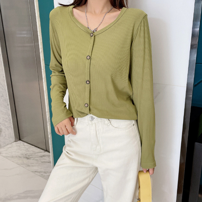 薄款质优价廉莫代尔女长袖纽扣