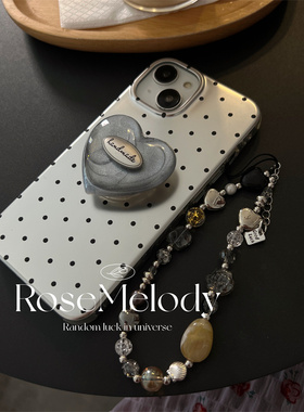 韩国ins小众设计款银色波点适用iPhone16promax手机壳苹果15pro复古甜酷风17pro小众13灰色爱心14支架保护套