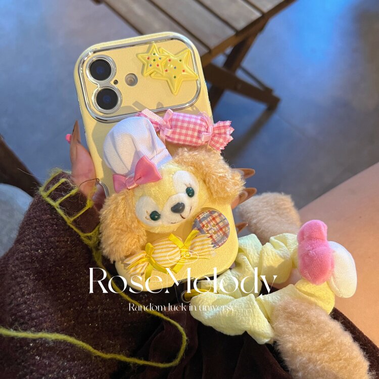 可爱立体饼饼毛绒适用苹果16手机壳iphone15promax女款14pro新款13防摔16promax少女心卡通12p