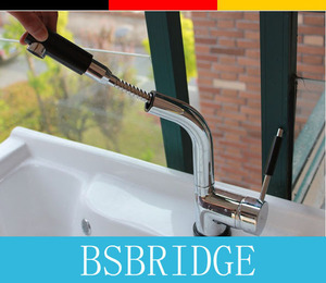 BSBRIDGE出口代工全铜抽拉式厨房水槽水龙头 冷热水可旋转  清仓