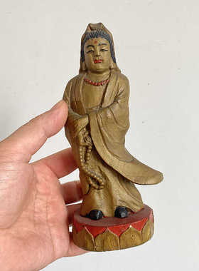 小摆设观音菩萨桌面木雕古风