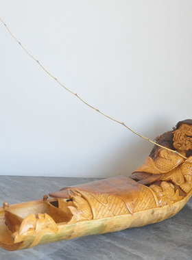 精品竹根雕摆件渔舟唱晚