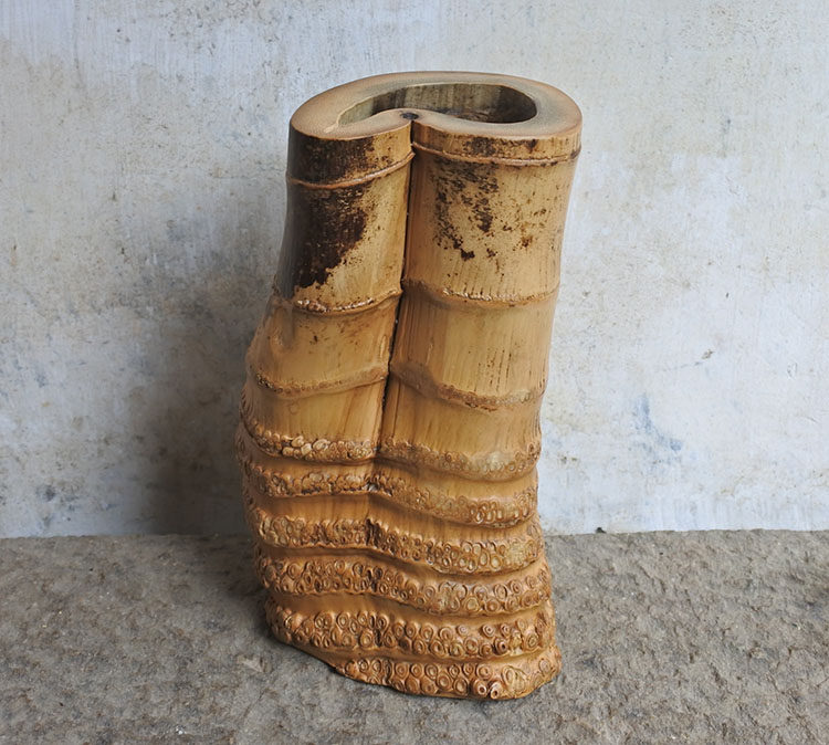 扭曲畸形竹根雕笔筒摆件 手工打磨素色文玩竹制品 送老师同学礼物