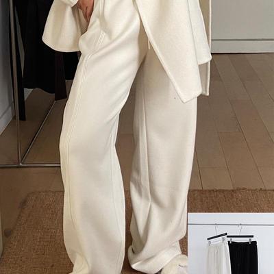 极简松紧腰一条过冬长裤