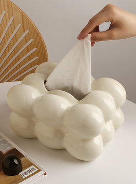 贝汉美北欧风创意陶瓷纸巾盒摆件家居客厅餐桌茶几抽纸盒跨境热采