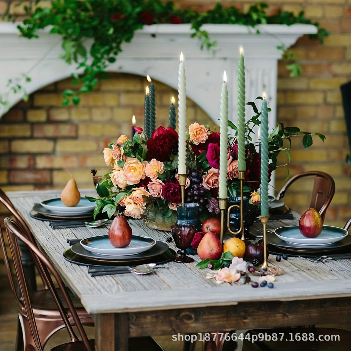 欧式长杆螺纹烛台蜡烛婚礼宴会派对节日装饰无烟无香晚餐摆件