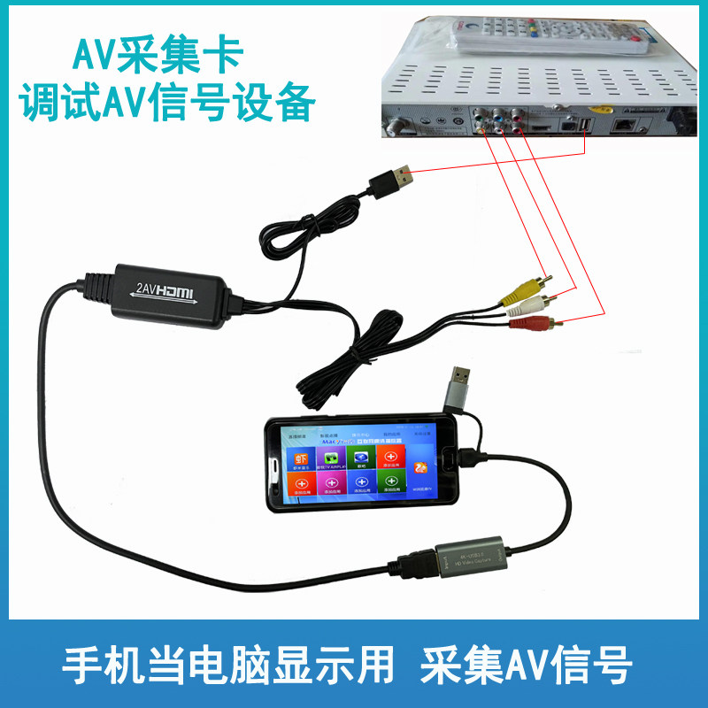 AV转typec安卓手机采集卡/IOS17平板电脑连彩超机顶盒视频免驱动图片