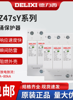 德力西浪涌保护器DZ47SY防雷电涌开关2p家用4p避雷器20KA40KA