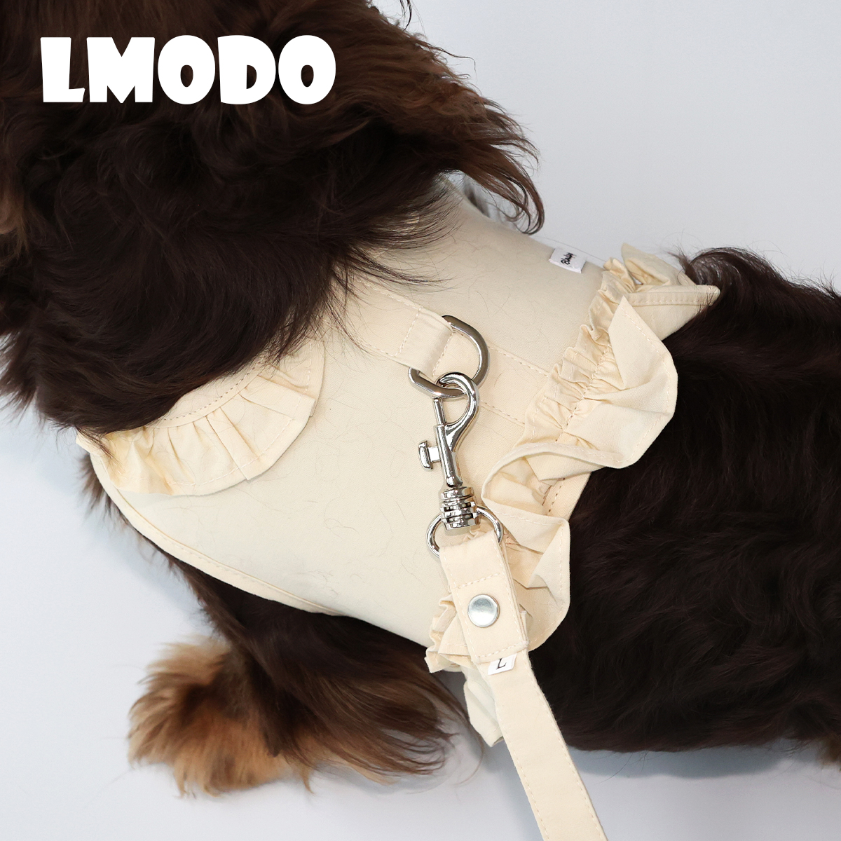 LMODO宠物牵引绳套装纯棉带花边
