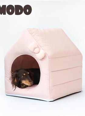 LMODO宠物蝴蝶结棉房子秋冬保暖宠物窝半封闭式猫狗通用宠物房子