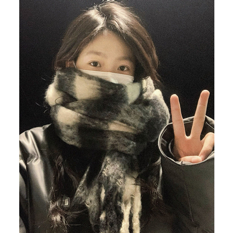 虞书欣同款围巾冬季女高级感