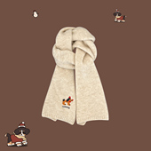 日系可爱小狗刺绣针织毛线学生百搭时尚 围巾女冬季 2025新款 围脖潮