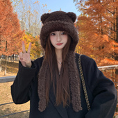 可爱小熊帽子女冬2025款 秋冬时尚 洋气大头围显脸小适合方圆脸女士
