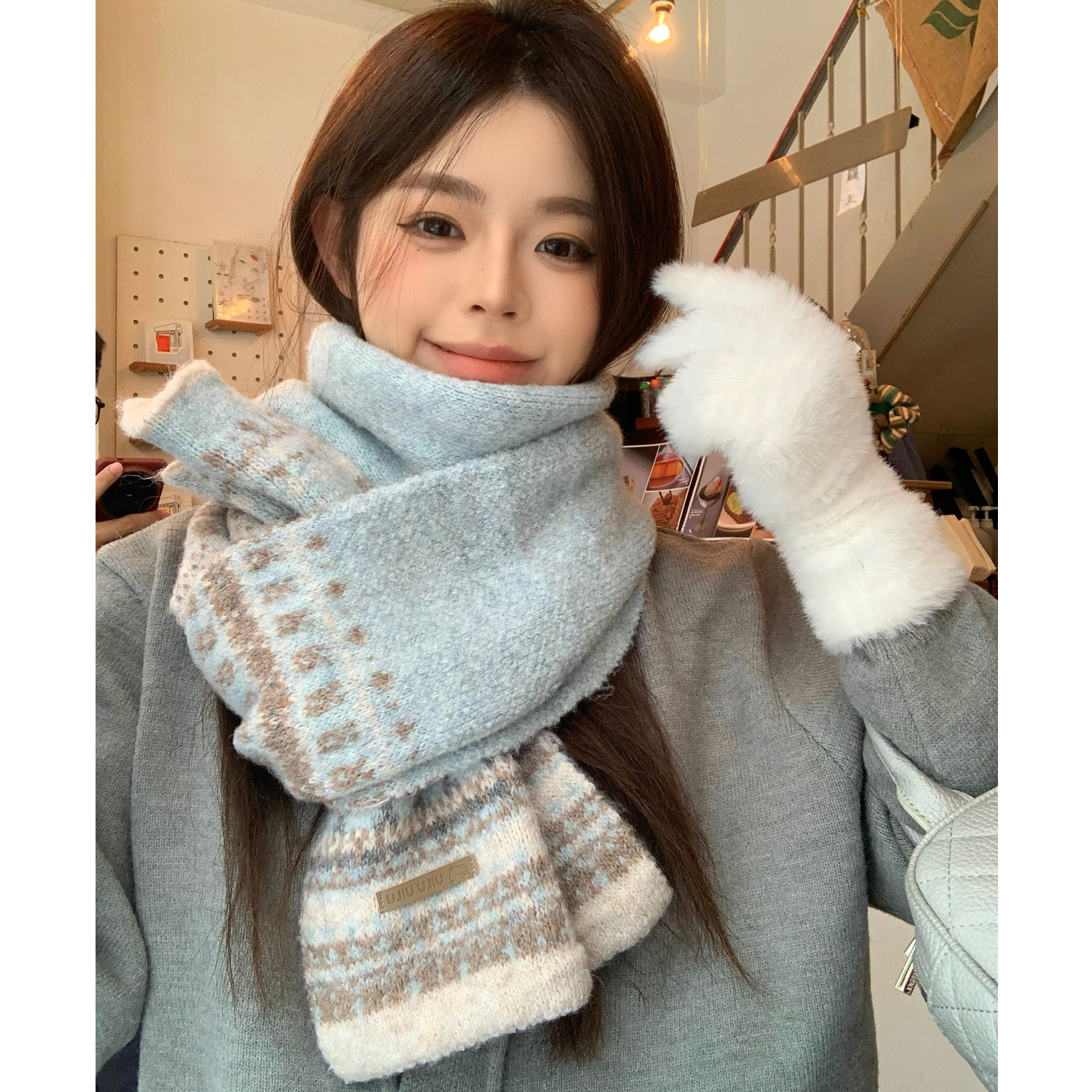 围巾女款2025新款冬季学生高级感