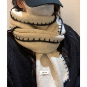 含羊毛混纺正流行复古锁边时尚 围巾女冬季 2025新款 高级感女生围脖