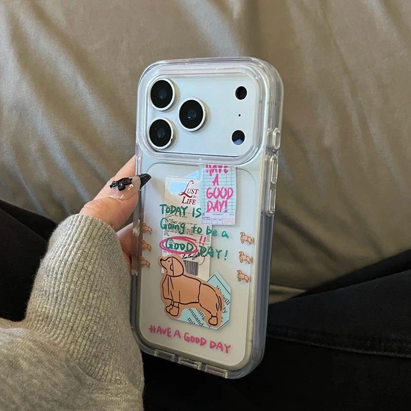 GOOD便签小狗适用于iPhone18promax手机壳17pro小狗图案1615plus卡通14pro文字13透明12可爱11保护套