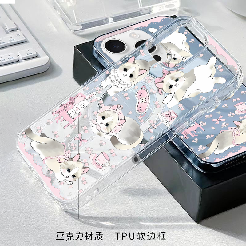 星幻花园小灰猫咪iPhone17手机壳