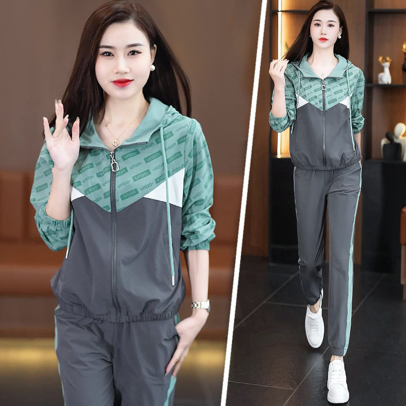 运动套装女2025新款早秋时尚洋气跑步服大码女士减龄休闲两件整套