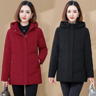 羽绒服女冬妈妈装2025中长款加厚连帽中老年女装喜婆婆外套百搭