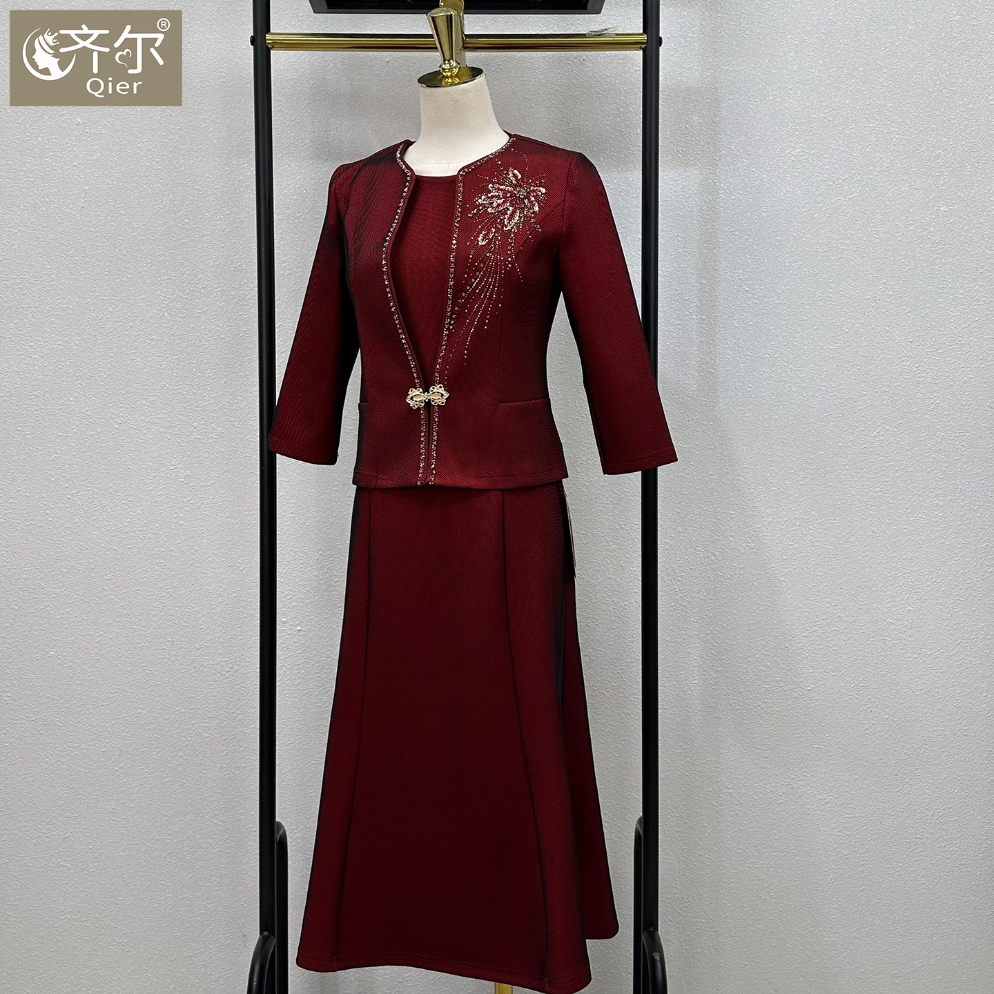 高端喜婆婆婚宴装旗袍年轻结婚妈妈婚礼礼服小个子气质大牌两件套