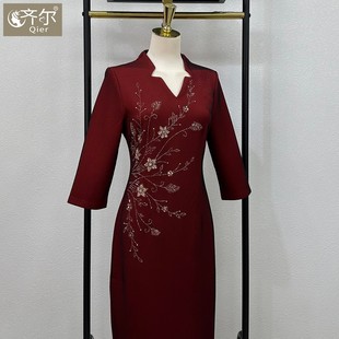 喜婆婆婚宴装新款商场洋气年轻高端结婚服小个子妈妈旗袍婚宴礼服