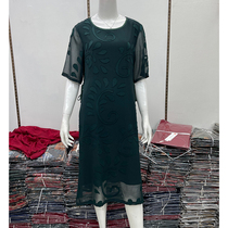 夏季中老年桑蠶絲媽媽連衣裙大碼中年假兩件杭州絲綢真絲裙子女裝