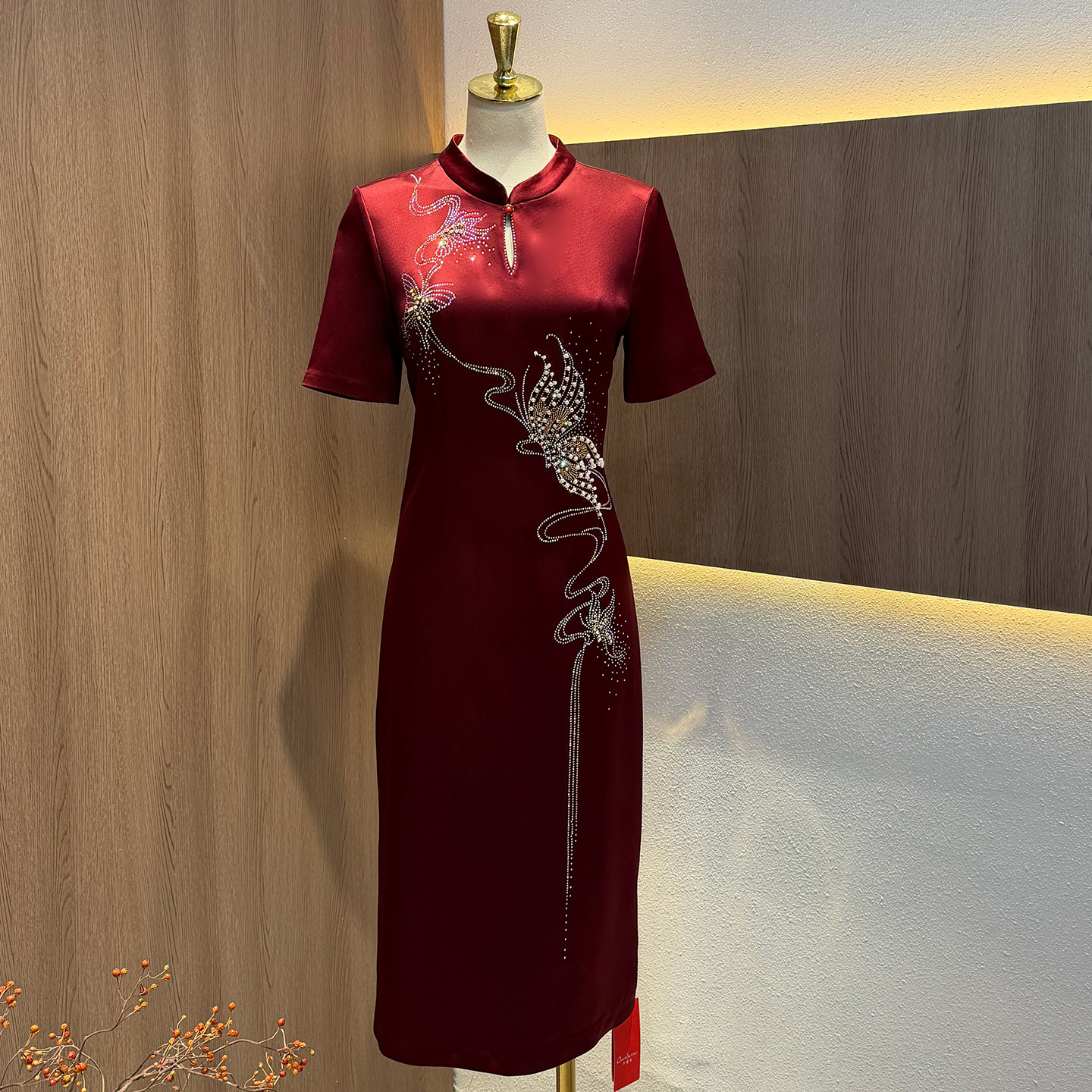 高端喜妈妈婚宴礼服高贵年轻醋酸旗袍裙大码结婚喜服喜婆婆连衣裙