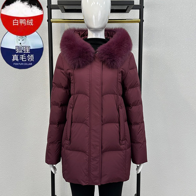 狐狸大毛领90白鸭绒羽绒服妈妈装