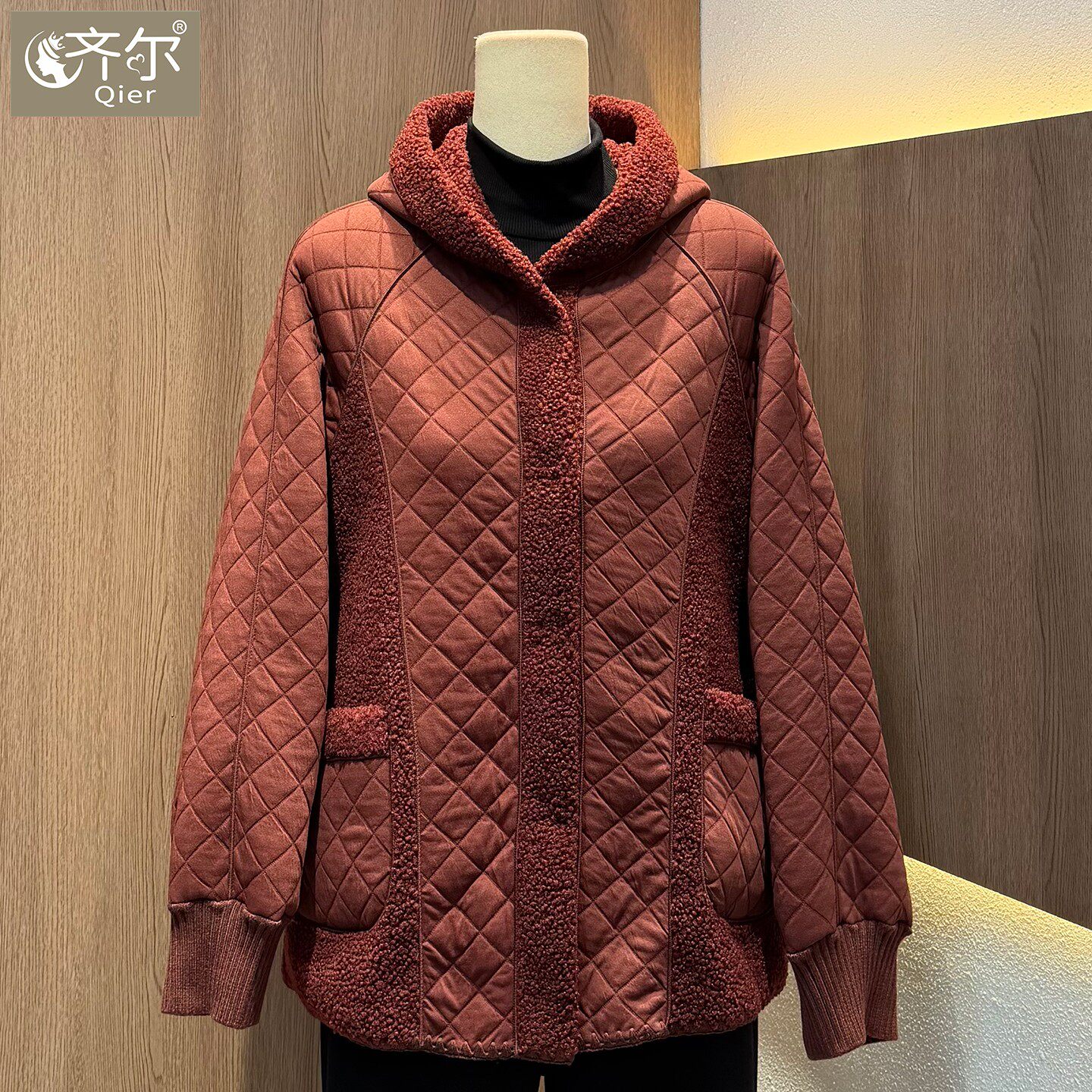 两面穿大码妈妈装保暖颗粒绒大衣加厚毛呢外套中老年女冬季棉服潮