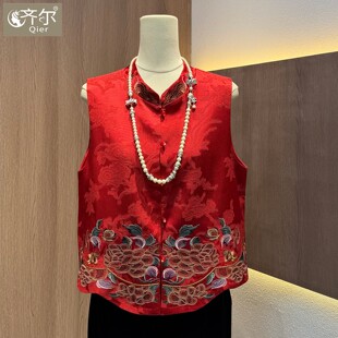 2026春季新款中式重工刺绣马甲女装立领国风外搭短款宽松无袖坎肩