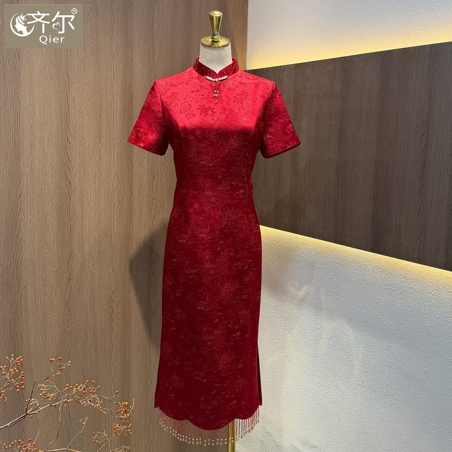 大牌婚宴装礼服女士喜婆婆敬酒服新中式改良旗袍连衣裙妈妈装短袖