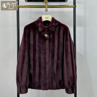 时尚妈妈金貂绒皮草外套冬季新款高贵中老年宽松加厚皮毛一体短款