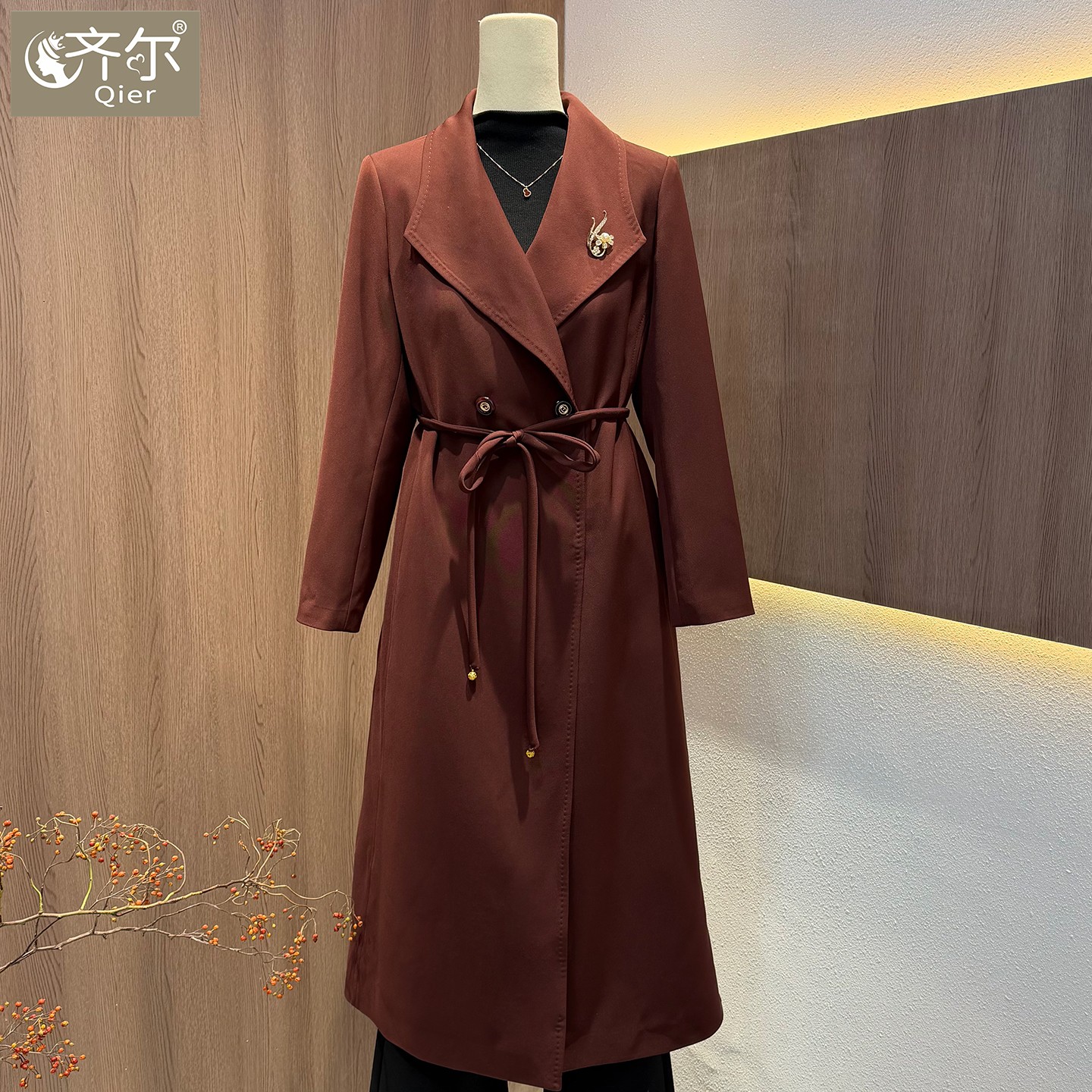 风衣女中长款英伦风2026新款西服过膝垂坠感高端气质春秋外套女